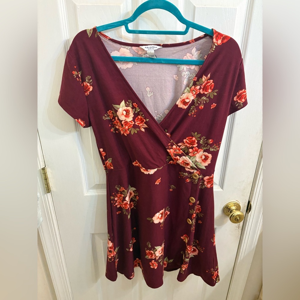 Arizona Jean Company Wine Red Floral Midi Dress
